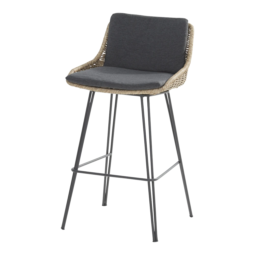 Bohemian Bar Stoel - Naturel - Incl. Kussen 1 Bohemian Bar Stoel - Naturel - Incl. Kussen