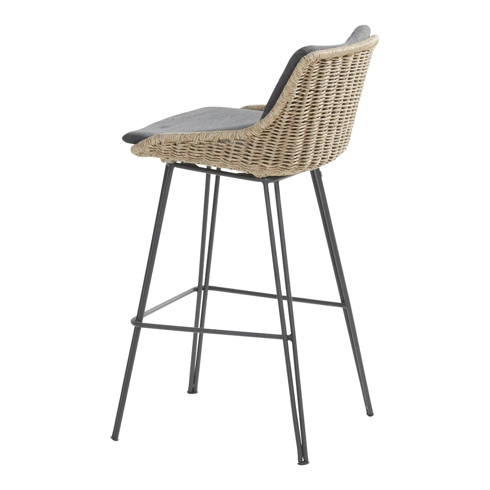 Bohemian Bar Stoel - Naturel - Incl. Kussen 2 Bohemian Bar Stoel - Naturel - Incl. Kussen - Afbeelding 2