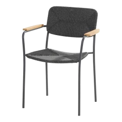 Bora Dining Stoel Met Teak Armleuning - Antraciet