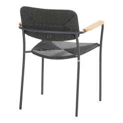 Bora Dining Stoel Met Teak Armleuning - Antraciet -Buiten En Tuinen bora dining stoel met teak armleuning antraciet 3 1