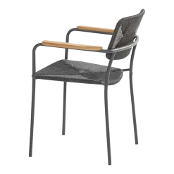 Bora Dining Stoel Met Teak Armleuning - Antraciet -Buiten En Tuinen bora dining stoel met teak armleuning antraciet 5 1