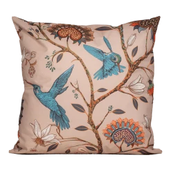 Buitenkussen Blauwe Vogel En Bloemen 45x45cm - Tuinkussen