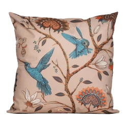 Buitenkussen Blauwe Vogel En Bloemen 60x60cm - Tuinkussen