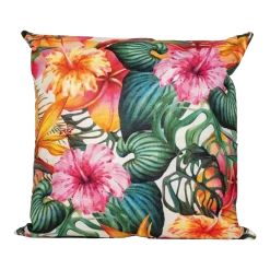 Buitenkussen Bloem Roze/oranje 60x60cm - Tuinkussen