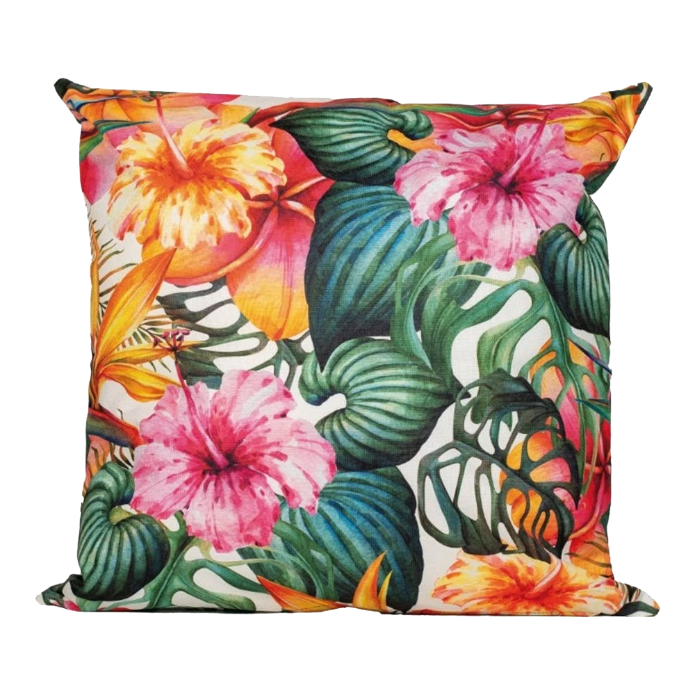 Buitenkussen Bloem Roze/oranje 60x60cm - Tuinkussen 1 Buitenkussen Bloem Roze/oranje 60x60cm - Tuinkussen