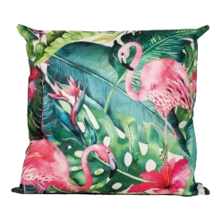 Buitenkussen Monstera/flamingo 45x45cm - Tuinkussen