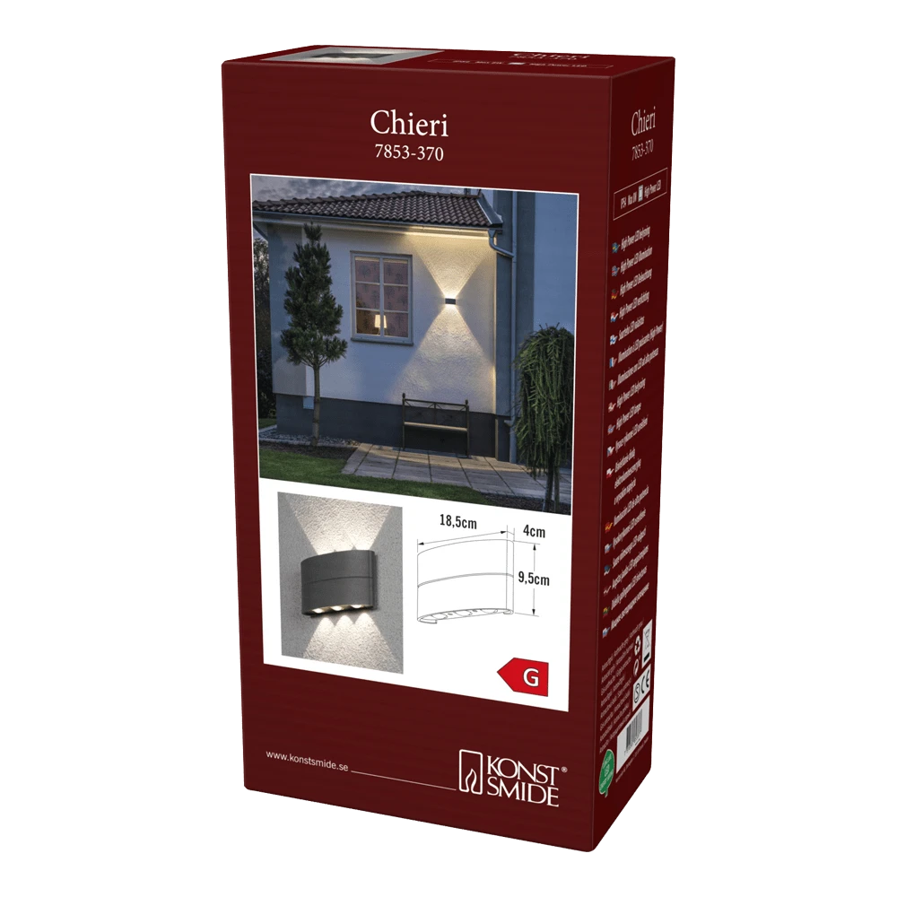 Konstsmide Chieri PowerLED 230V Wandlamp Flush Double Three LED, 6x 1.33W 4 Konstsmide Chieri PowerLED 230V Wandlamp Flush Double Three LED, 6x 1.33W - Afbeelding 4