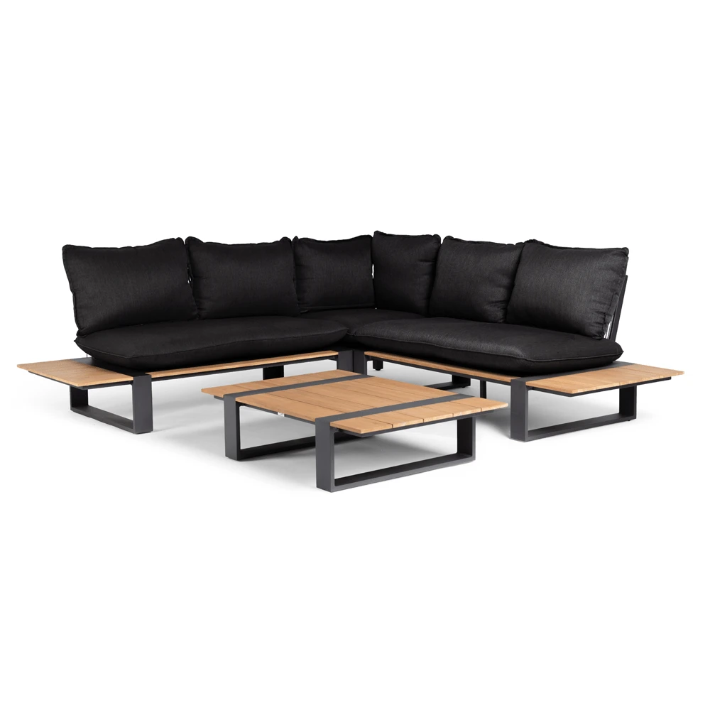 Dawson Teak Loungeset Complete Black 1 Dawson Teak Loungeset Complete Black