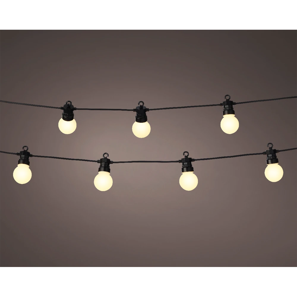 Lumineo Feestverlichting Lichtsnoer - Bolvorm- 950cm - 20 LEDS - Warm Wit 2 Lumineo Feestverlichting Lichtsnoer - Bolvorm- 950cm - 20 LEDS - Warm Wit - Afbeelding 2