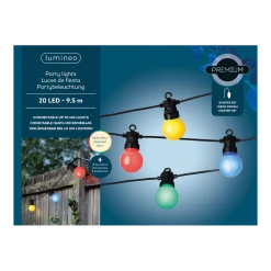 Lumineo Feestverlichting Lichtsnoer - Bolvorm - Twinkel Effect - 950cm - 20 LEDS - Multi