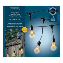 Lumineo Feestverlichting Lichtsnoer - Classic Vorm - 950cm - 20 LEDS Groot - Klassiek Warm