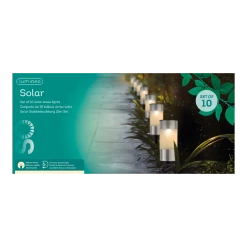 Lumineo LED Solar Tuinlamp - D6 X H14cm - RVS - 10st.