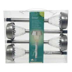 Lumineo LED Solar Tuinlamp - RVS - D8 X H22cm - RVS - 4st.