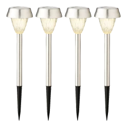 Lumineo LED Solar Tuinlamp - RVS - D8 X H22cm - RVS - 4st. -Buiten En Tuinen led solar tuinlamp rvs d8 x h22cm rvs 4st solar 4 3