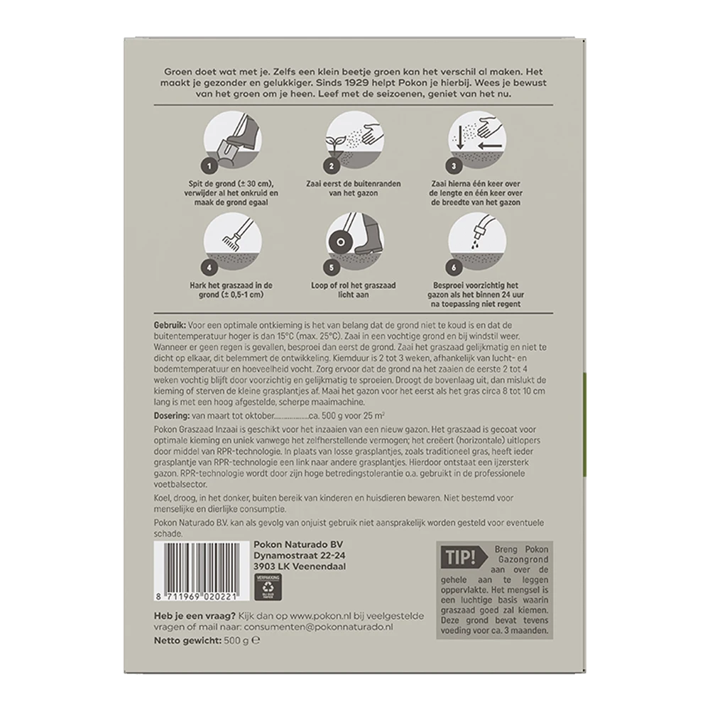 Pokon Graszaad Inzaai 500gr - Graszaad 2 Pokon Graszaad Inzaai 500gr - Graszaad - Afbeelding 2