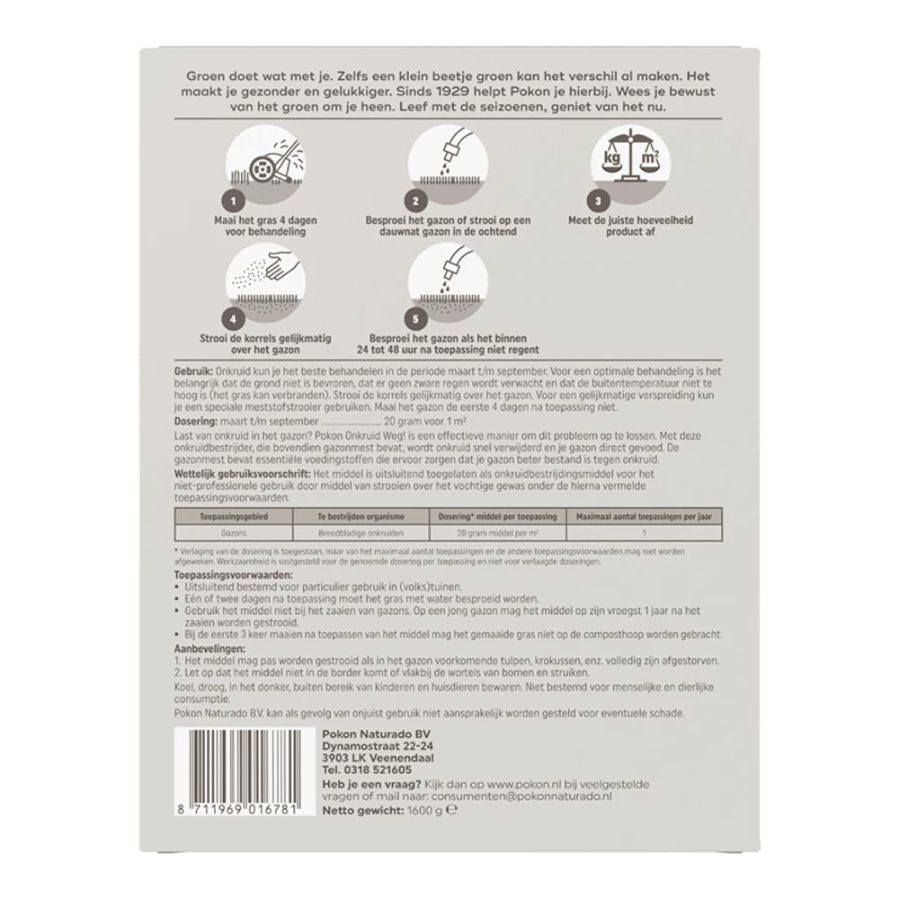 Pokon Onkruid Weg! 1,6kg Voor 80mu00b2 - Onkruid En Aanslag 2 Pokon Onkruid Weg! 1,6kg Voor 80mu00b2 - Onkruid En Aanslag - Afbeelding 2