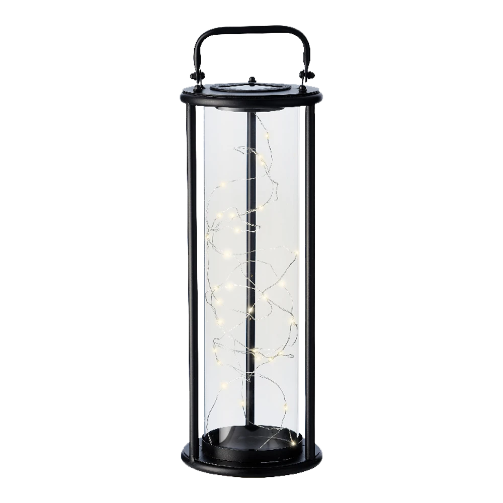 Lumineo Solar Lantaarn - LED - D15 X H42cm - Zwart 5 Lumineo Solar Lantaarn - LED - D15 X H42cm - Zwart - Afbeelding 5