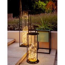 Lumineo Solar Lantaarn - LED - D20 X H79cm - Zwart -Buiten En Tuinen solar lantaarn led d20 x h79cm zwart solar 4 3