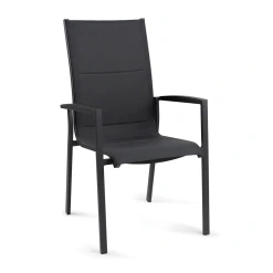 Tuinstoel Foxx Met Hoge Rugleuning - Alu Stapelbare Stoel - Charcoal