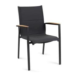Tuinstoel Foxx - Teak Stapelbare Stoel - Charcoal