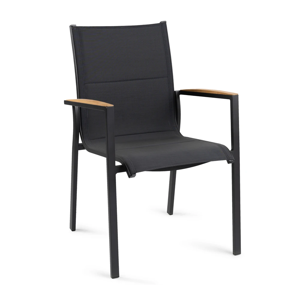 Tuinstoel Foxx - Teak Stapelbare Stoel - Charcoal 1 Tuinstoel Foxx - Teak Stapelbare Stoel - Charcoal