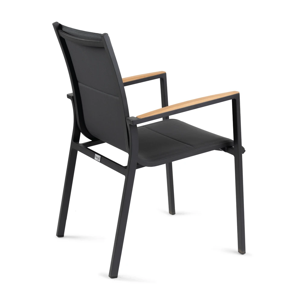 Tuinstoel Foxx - Teak Stapelbare Stoel - Charcoal 2 Tuinstoel Foxx - Teak Stapelbare Stoel - Charcoal - Afbeelding 2